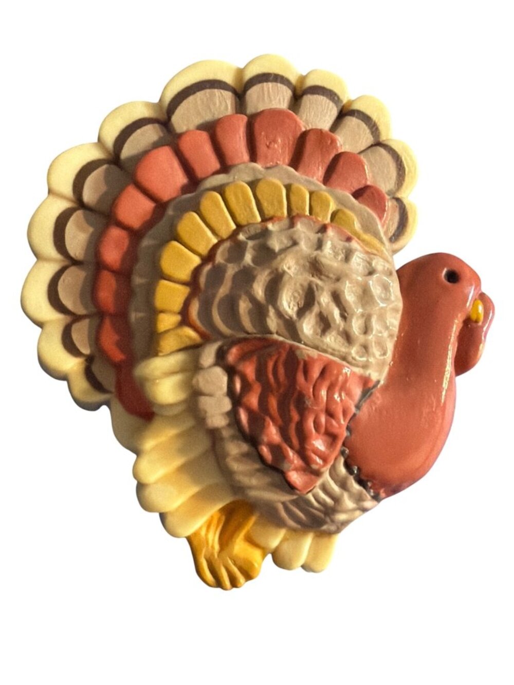 Vtg Hallmark Turkey Pin Brooch Plastic Thanksgiving Layered Celluloid Estate